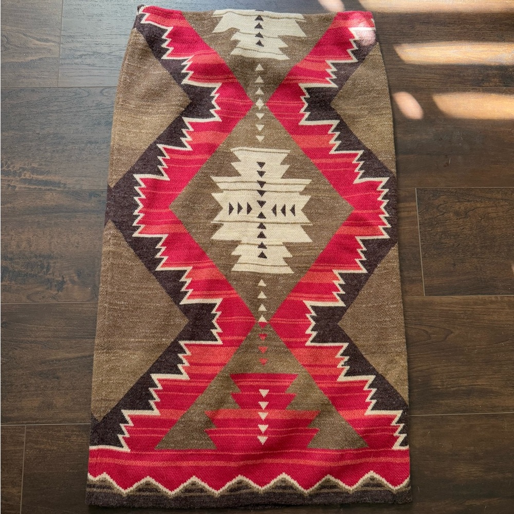 Ralph Lauren Red and Brown Pencil Skirt